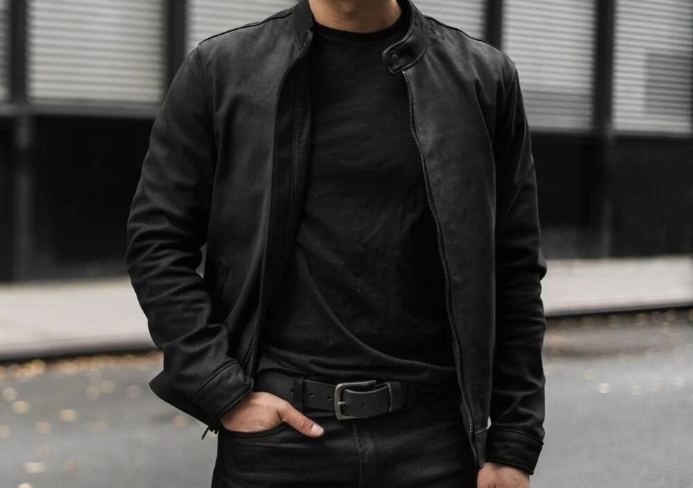 Thursday Boot Co Men's Suede Leather Slim Racer Jacket Black Matte NEW